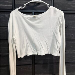 Women's White Long Sleeve Crop Top